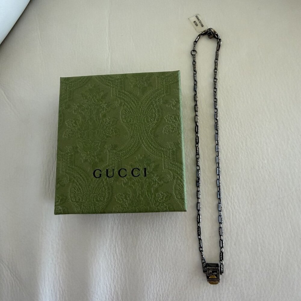 New Original Gucci Sterling G-Cube Women's Necklace YBB55092600100U